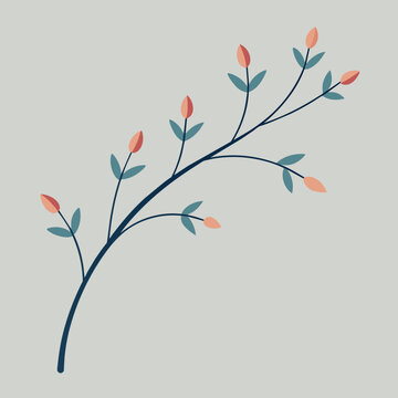 Branch with Leaves Branch Underline Vector Illustration