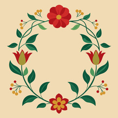 Flower Border Frame Vector Illustration