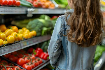 A family shopping trip to a supermarket promotes healthy eating habits. Concept Healthy Eating Habits, Family Bonding, Supermarket Visit, Nutritious Choices, Food Education