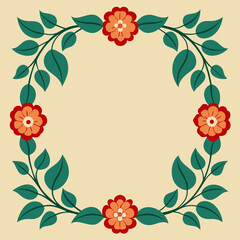 Flower Border Frame Vector Illustration
