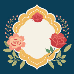 Flower Border Frame Vector Illustration