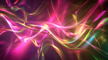 Fototapeta premium A colorful, abstract painting with a pink and green swirl