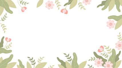 Obraz premium Floral banner Pink flowers and leaves