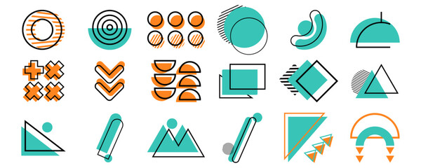 Modern geometric shapes ,memphis design.geoemtric elements set,geometric shapes set,for web,poster,bilboard ,brochure