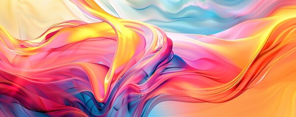 Fluid motion curves in a multicolored swirly ribbon design, embodying abstract wave blobs for a dynamic background - obrazy, fototapety, plakaty