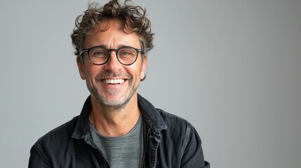 Obraz premium Man Wearing Glasses Smiling for Camera