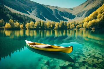 yellow kayak on lake