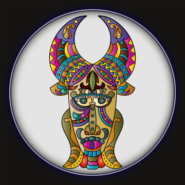 recommend clip art: Ethnic tribal mask.Mandala style. Hippie tattoo.Zen art. Hand-drawn.Vector illustration.