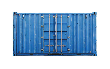 Blue shipping container on white background,png