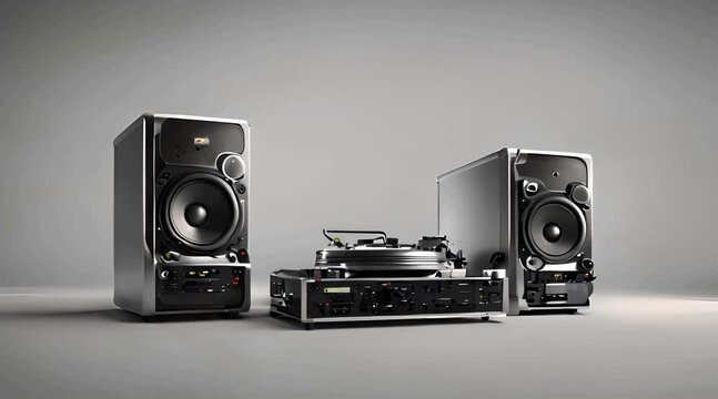 animation of DJ equipment and sound system