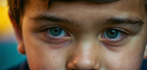 little boy, face and eyes, caucasian, dreamy and full of imagina