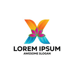 x letter logo colorful gradient abstract vector illustration