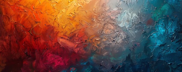 Richly textured acrylic painting, showcasing vibrant colors and intricate patterns for a visually stunning background. - obrazy, fototapety, plakaty