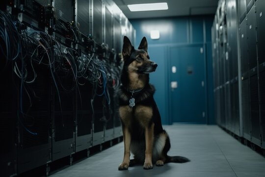 guard dog protecting a server room