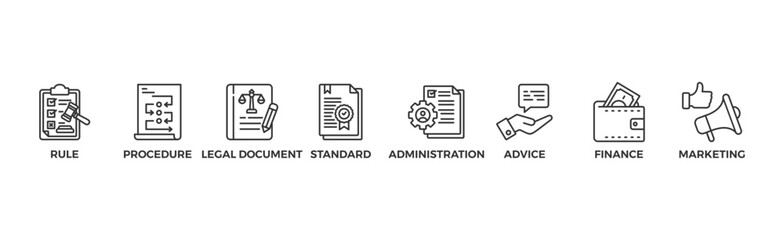 Guideline banner web icon vector illustration concept with icon of rule, procedure, legal document, standard, administration, advice, finance, marketing