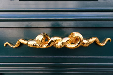 European Vintage old metal wrought iron door knocker. Design detail. Paris. - 762666880