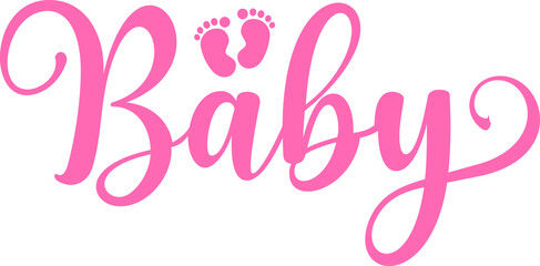 Obraz premium Baby typography design on plain white transparent isolated background for card, shirt, hoodie, sweatshirt, apparel, tag, mug, icon, poster or badge