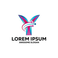 Y letter logo colorful gradient abstract vector illustration