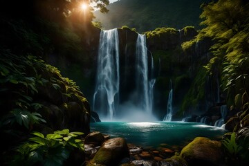 Fototapeta na wymiar waterfall at night