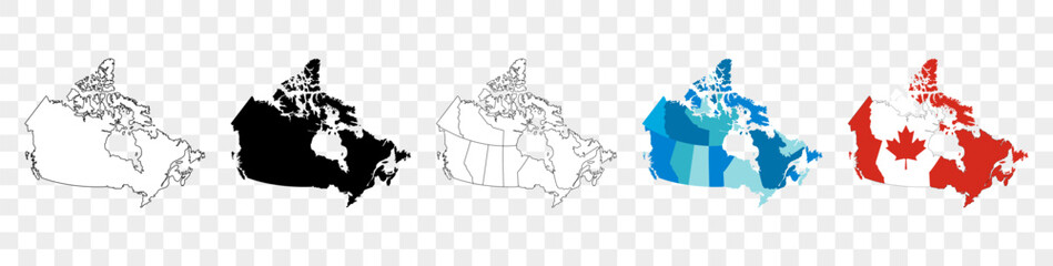 Map of Canada icon. Linear icon. Transparent background. Vector isolated elements. Canada map icon line symbol. © Rick Cranches