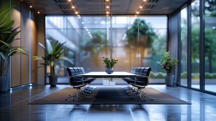 Interior of a modern conference room Blurred office background, business background, out of focus - obrazy, fototapety, plakaty