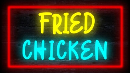 Fototapeta premium fried chicken neon effect sign