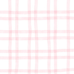 Pink Plaid Hand Drawn Background Overlay