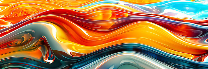 Fluid Dynamics in Vibrant Colors, A Seamless Blend of Liquid Shapes and Bright Patterns