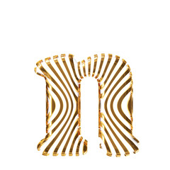 White symbol with gold vertical ultra-thin straps. letter n