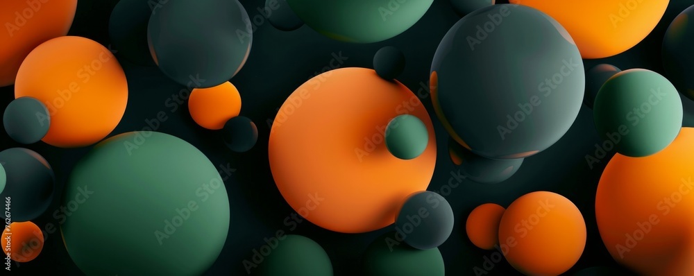 Poster a colorful background of many different colored spheres. the spheres are of various sizes and colors