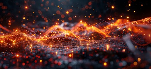 Fototapeta premium futuristic lines and waves, data technology and data visualization abstract background.