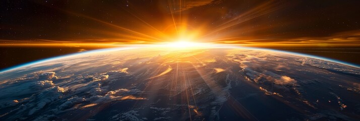 Sunset space banner: Mesmerizing Earth's dusk from above