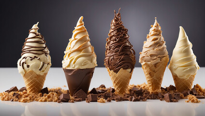 Ice cream with two different making ingredients - obrazy, fototapety, plakaty