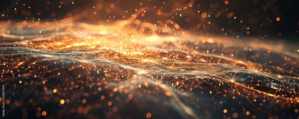 Poster tech-inspired particle lines extend outward in a dynamic display, perfect for futuristic designs