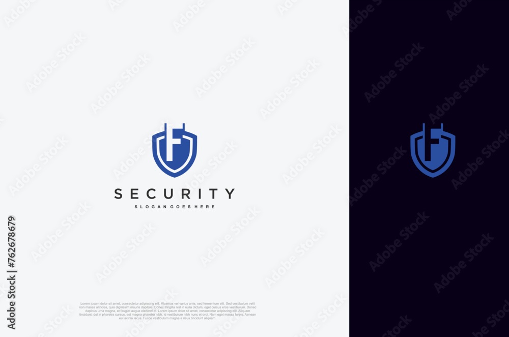Aufkleber initial letter f security shield logo design concept. vector design template element
