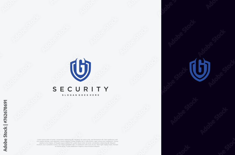 Poster initial letter g security shield logo design concept. vector design template element
