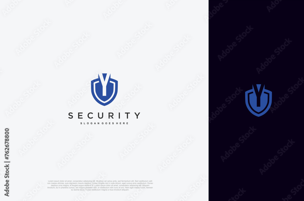 Poster initial letter y security shield logo design concept. vector design template element