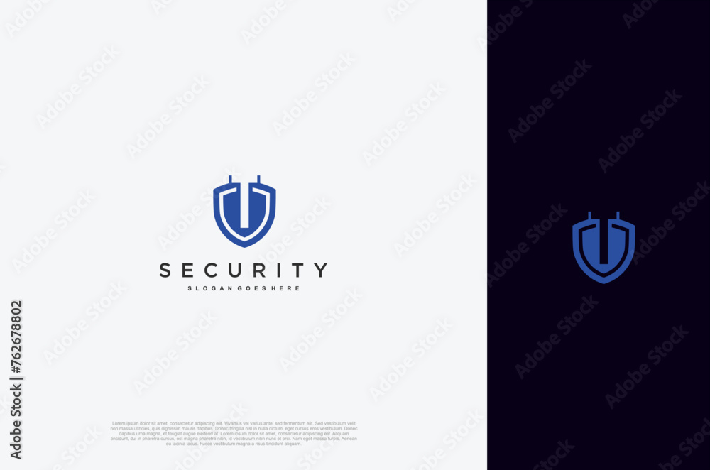 Poster initial letter t security shield logo design concept. vector design template element