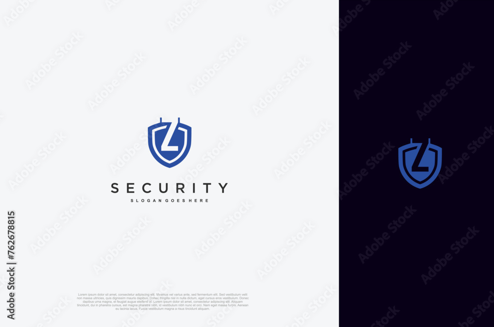 Poster initial letter z security shield logo design concept. vector design template element