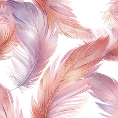 pink-gold fine feather details seamless pattern background for wallpaper