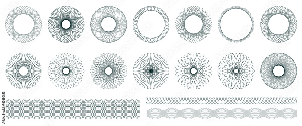 Aufkleber spirograph graphic elements png. collection of abstract shapes for design. vector illustration