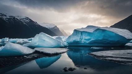 Raamstickers Melting icebergs and glaciers due to climate change © Sahaidachnyi Roman