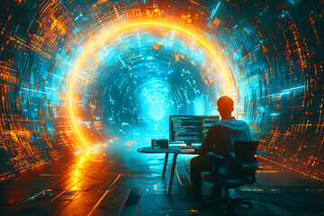 man and technology in an information tunnel