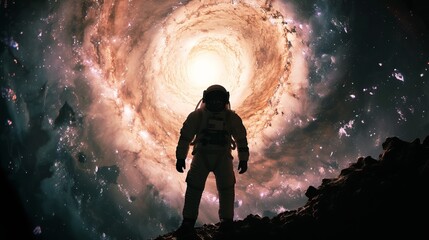 Astronaut Silhouette in front of the Whirlpool Galaxy
