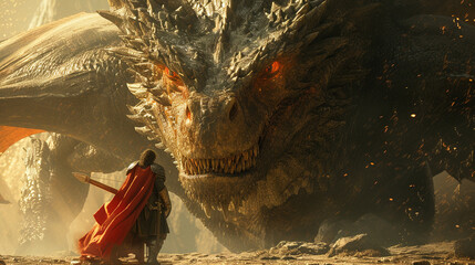 legendary battle of Knight fights the big dragon