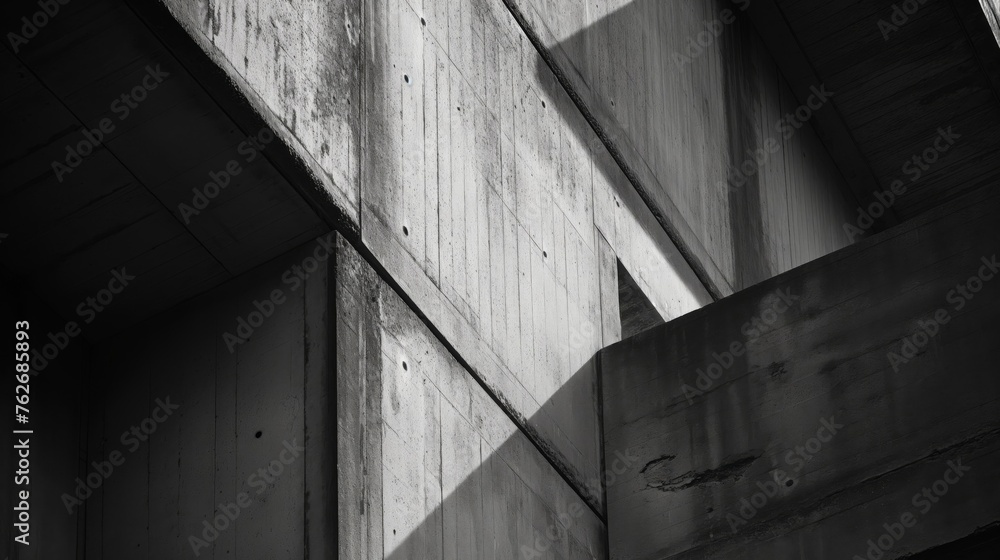 Aufkleber monochrome image showcasing light and shadow play on a brutalist architecture