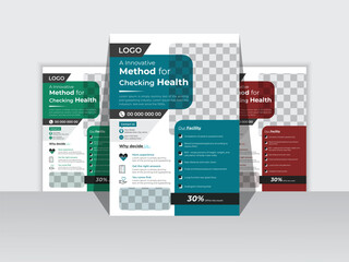 Obraz premium Modern Medical Healthcare and medical cove A4 size with bleed poster and flyer template design, Flyer Layout with Colorful Accents 