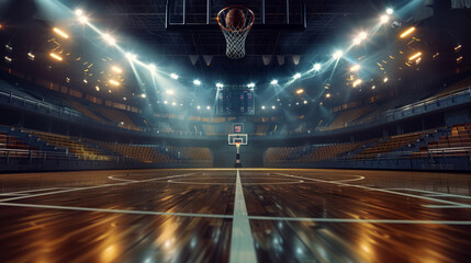 Empty basketball arena, stadium, sports ground, for background	
