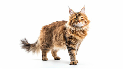 Obraz premium standing cat majestic pose on white background.