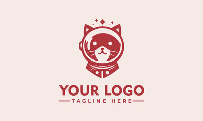 Fototapeta na wymiar Vector astronaut cat character logo design, with Cat head on it